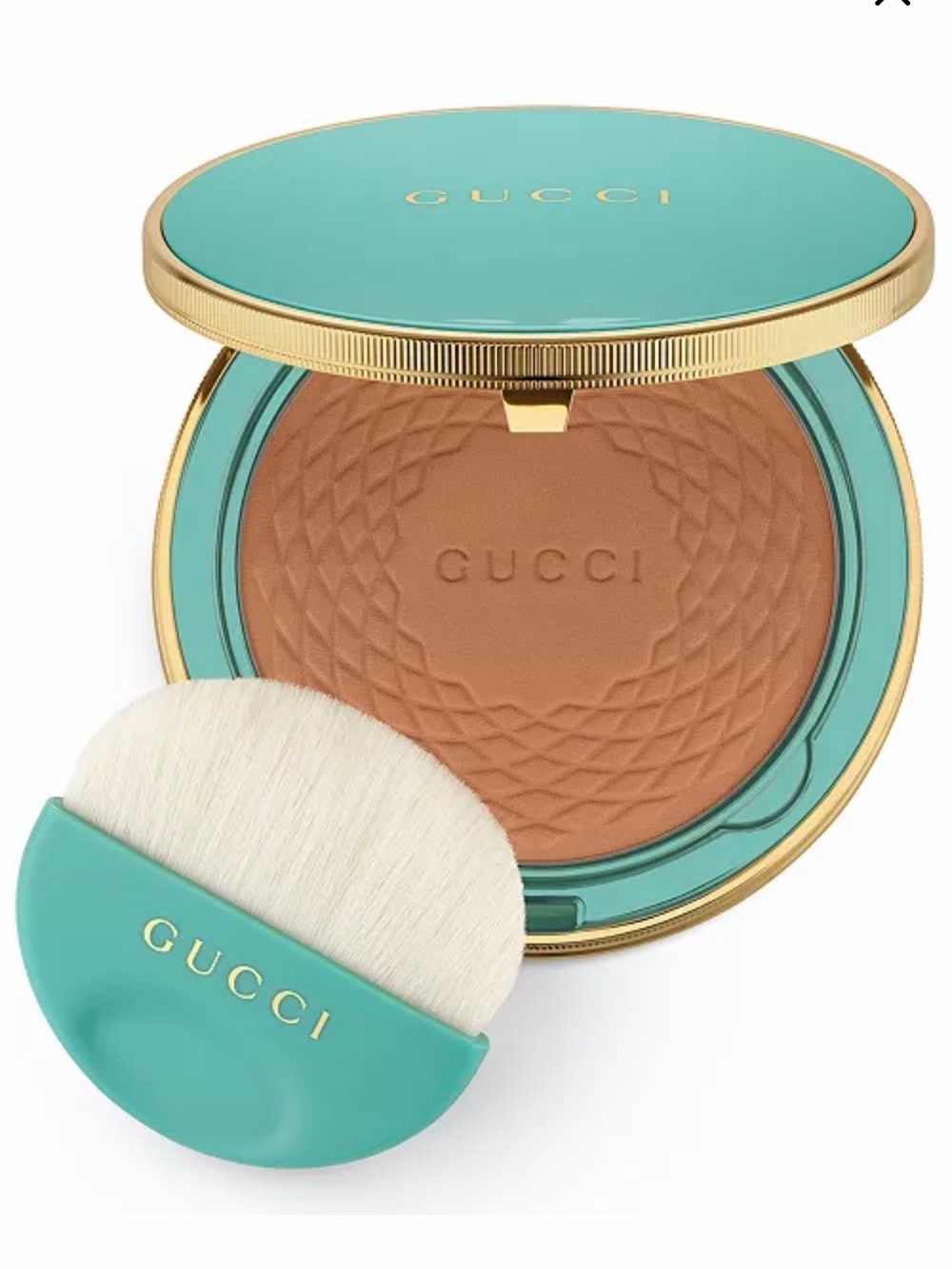 Gucci Turquoise Compact Bronzer & Brush in Warm Tan 3